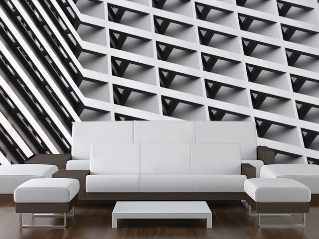 Abstract Architecture Mural-Abstract,Black & White,Buildings & Landmarks,Urban-Eazywallz