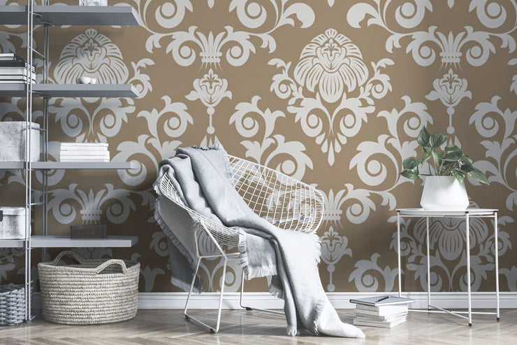 Beige damask Wall Mural