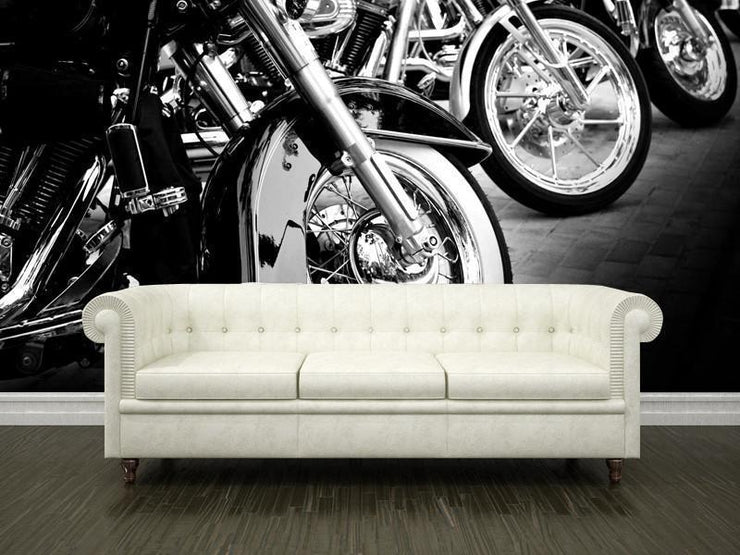 Bikes in a row Wall Mural-Black & White,Transportation-Eazywallz