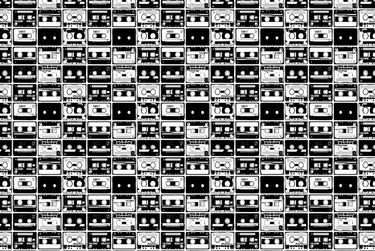 Papier Peint Cassettes en Noir et Blanc