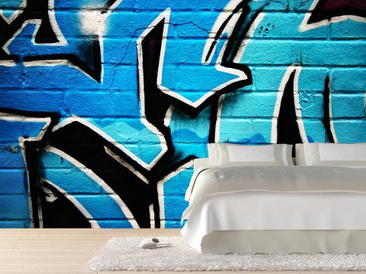 Blue graffiti Wall Mural-Urban-Eazywallz