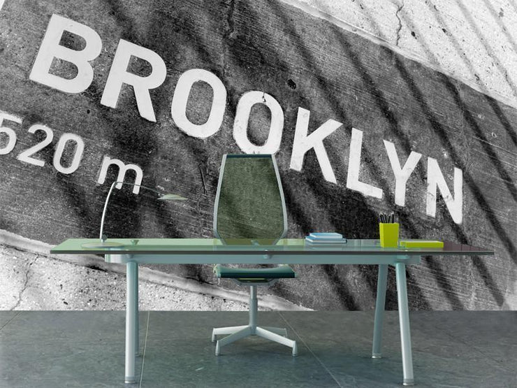 Brooklyn Wall Mural-Black & White,Buildings & Landmarks,Urban,Textures,Words,Featured Category-Eazywallz