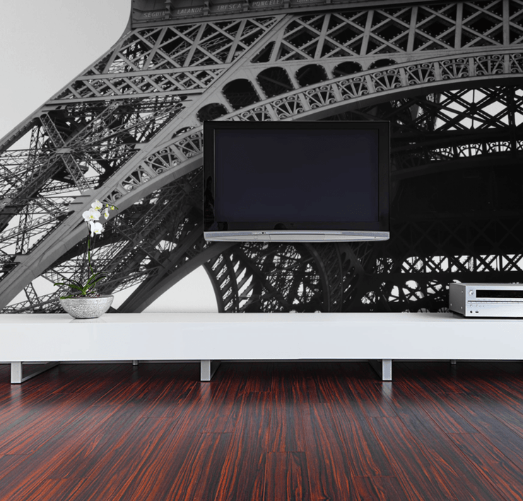 Detailed Eiffel Tower View Wall Mural-Black & White,Buildings & Landmarks-Eazywallz