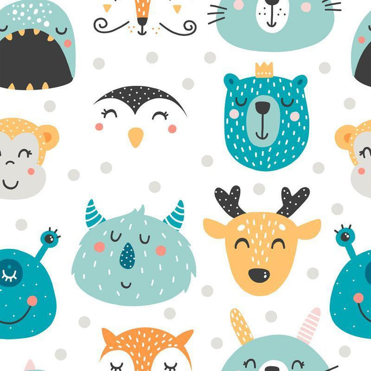 Kids Animal Smiles Removable Wallpaper-wallpaper-Eazywallz