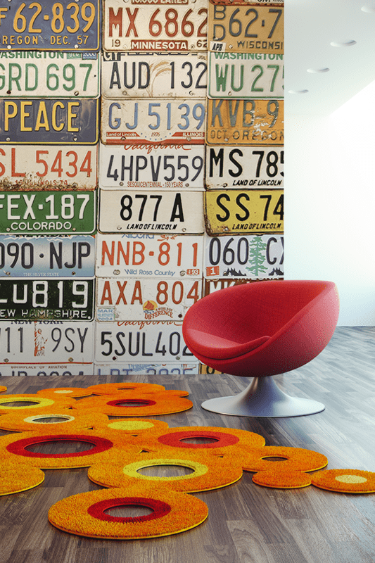 License Plate Collage Wall Mural-Transportation-Eazywallz