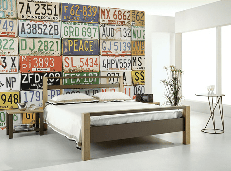 License Plate Collage Wall Mural-Transportation-Eazywallz