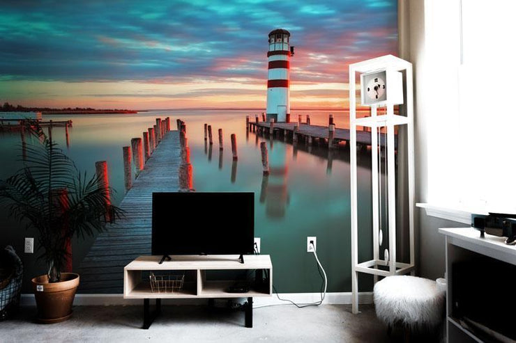 Lighthouse under sunset Wall Mural-Buildings & Landmarks,Landscapes & Nature-Eazywallz