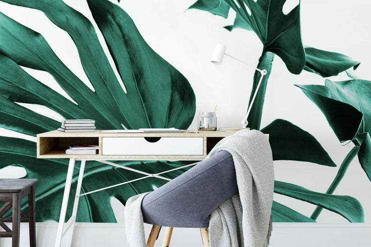 Monstera Leaf Detail Wall Mural-Tropical & Beach-Eazywallz