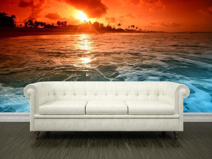 Ocean at dusk Wall Mural-Landscapes & Nature,Tropical & Beach-Eazywallz