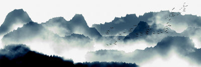 Papier Peint Panorama Forêt et Montagnes
