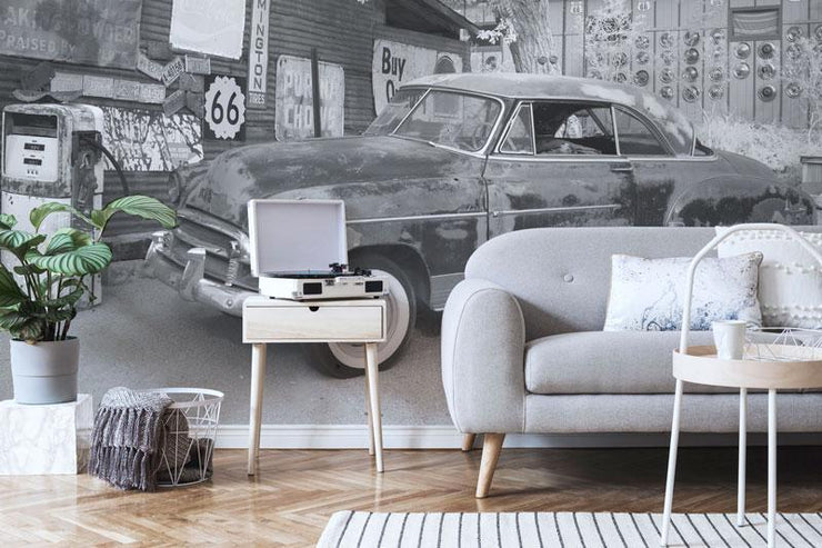 Retro American Car Mural Wallpaper-Transportation-Eazywallz