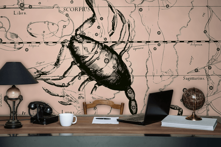 Scorpio Constellation Map in Beige Wall Mural-astrology-Eazywallz