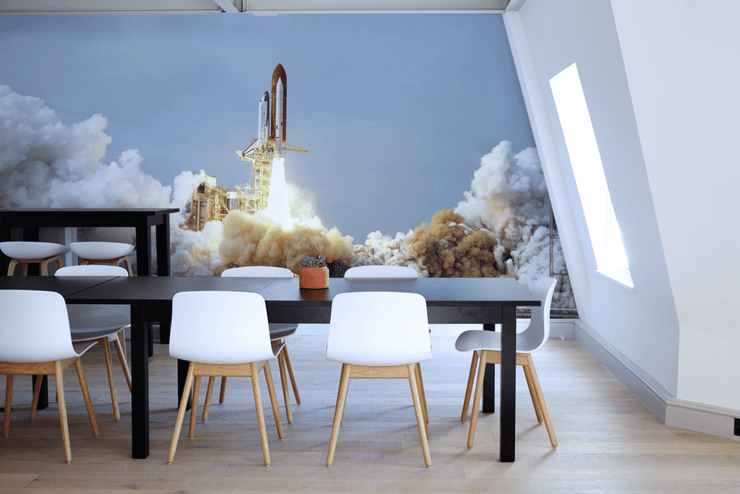 Space Shuttle Takeoff Wall Mural-Abstract,Black & White,Panoramic-Eazywallz