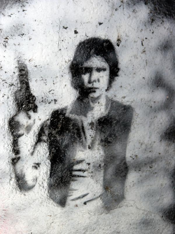 Stenciled Han Solo Wall Mural-Urban-Eazywallz