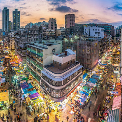 Streets of Hong Kong at Night Wall Mural-Cityscapes-Eazywallz