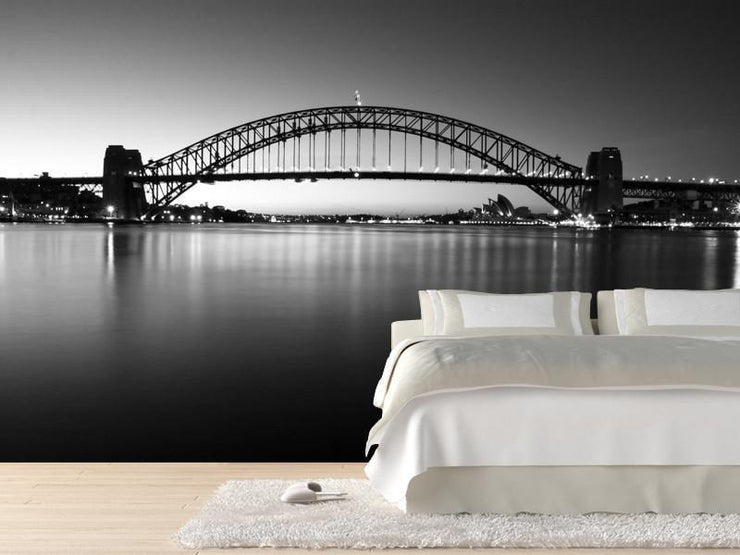 Sydney Harbour Bridge, Australia Wall Mural-Black & White,Buildings & Landmarks-Eazywallz