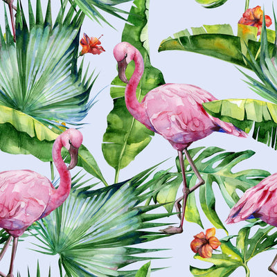 Papier Peint Watercolor Tropical Flamingo