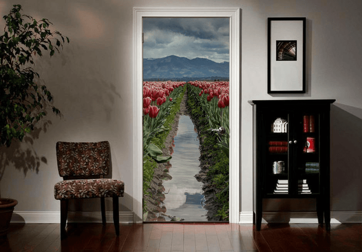 Tulip Field Path Door Mural-Landscapes & Nature-Eazywallz