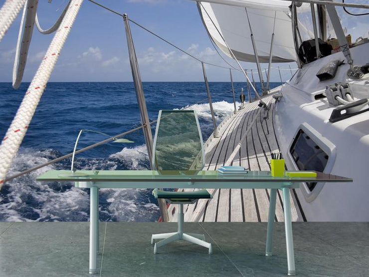 View from luxurious sailboat Wall Mural-Sports,Transportation-Eazywallz