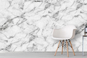 Papier Peint Marbre Blanc Veiné