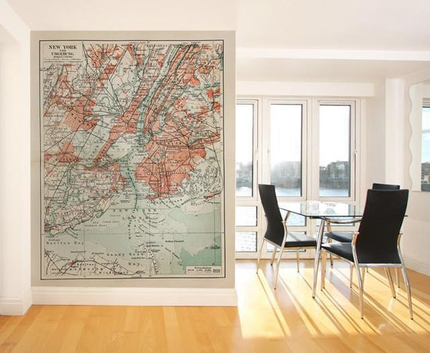 19th Century New York Map Wall Mural-Maps,Featured Category-Eazywallz