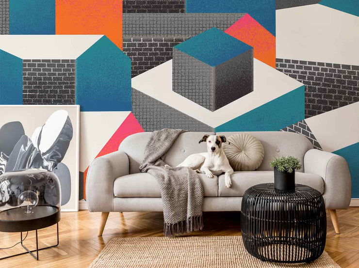 Abstract Bauhaus Houses Wall Mural