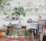 Deer Forest -Winter- Wall Mural