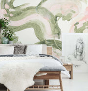 Pink Forest Paint Brush Wallpaper Mural