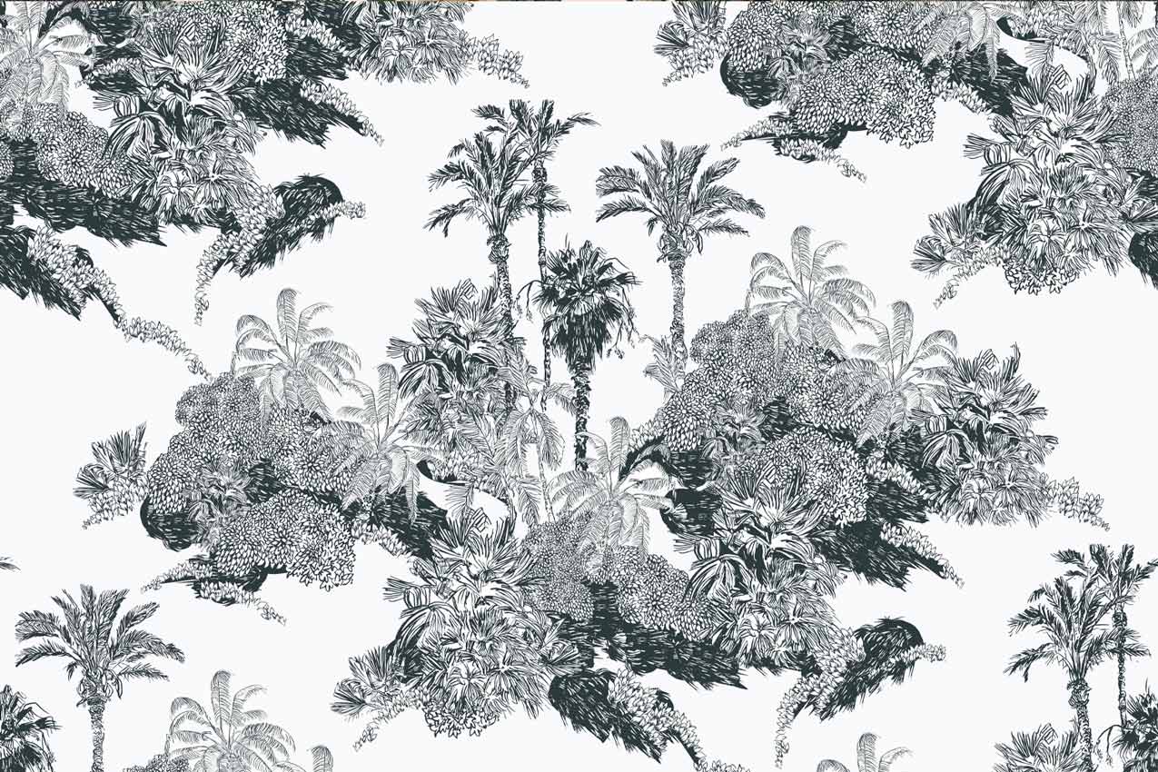 Grey Jungle Toile Wallpaper, Jungle & Tropical Wallpaper Rolls