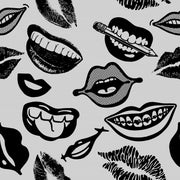 Grey Lips Pop Art Wallpaper