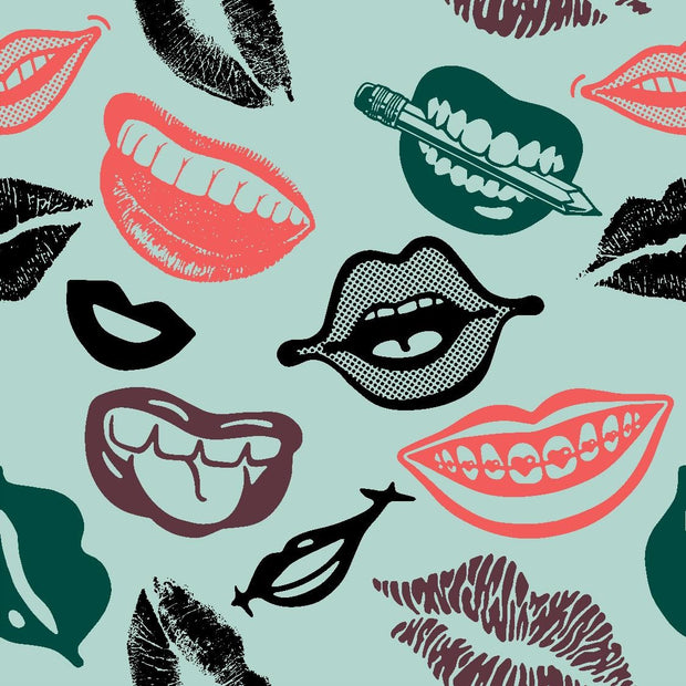 Green Lips Pop Art Wallpaper