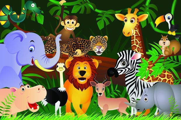 Animals in the jungle Wall Mural-Kids' Stuff-Eazywallz