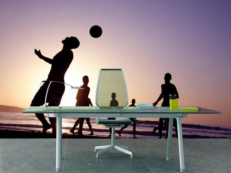 Beach soccer silhouettes Wall Mural-Sports-Eazywallz