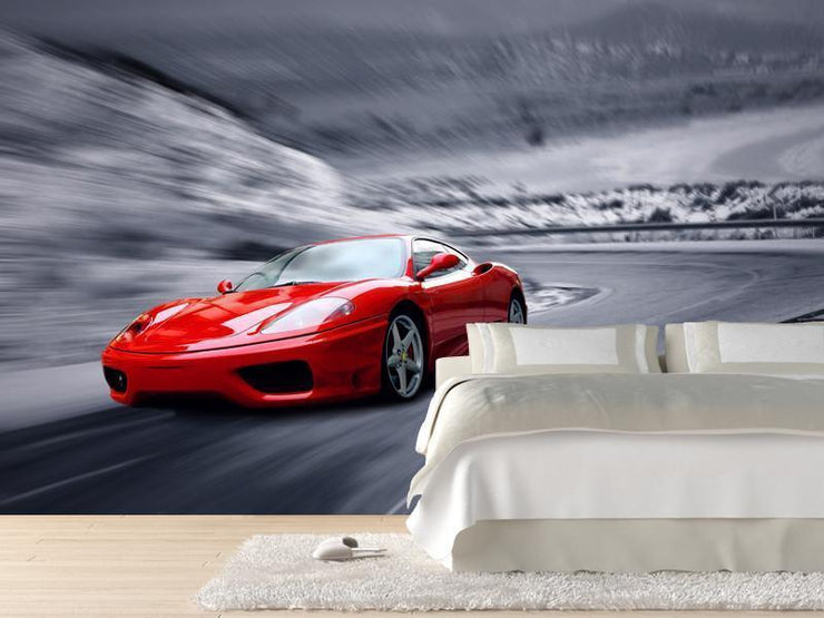 Beautiful red sportscar Wall Mural-Transportation-Eazywallz