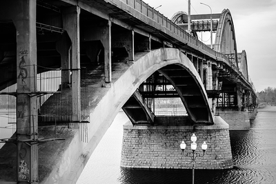 Black and White Bridge Under Construction Wall Mural-Black & White,Buildings & Landmarks,Urban-Eazywallz