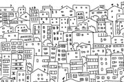 Black and White City Sketch Wallpaper Mural