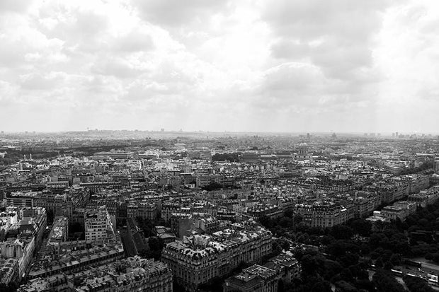 Black and White view of Paris Wall Mural-Black & White,Buildings & Landmarks,Cityscapes,Urban-Eazywallz