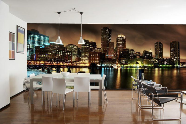 Boston at Night Wall Mural-Cityscapes,Panoramic,Best Rated Murals-Eazywallz