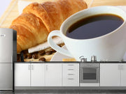 Breakfast with coffee and croissant Wall Mural-Food & Drink-Eazywallz