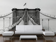 Brooklyn Bridge Cables Wall Mural-Black & White,Buildings & Landmarks,Urban,Featured Category-Eazywallz