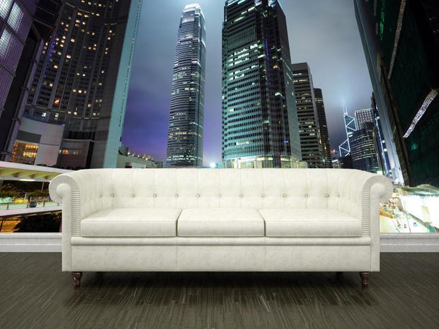 Buildings at night Wall Mural-Buildings & Landmarks,Cityscapes-Eazywallz