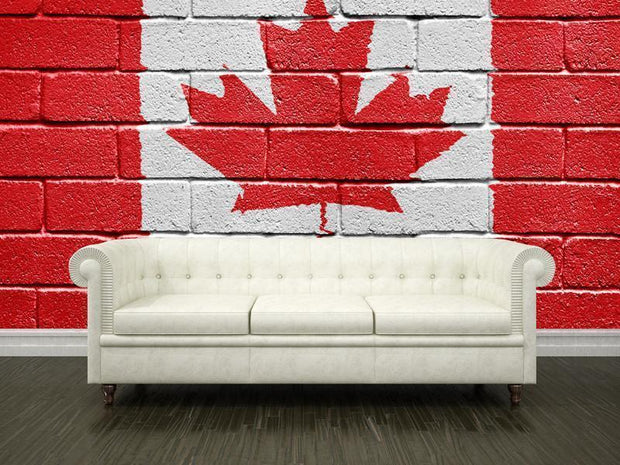Canadian flag painted on a brick wall Wall Mural-Urban-Eazywallz