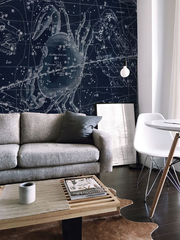 Cancer Constellation Map in Navy Wall Mural-astrology-Eazywallz