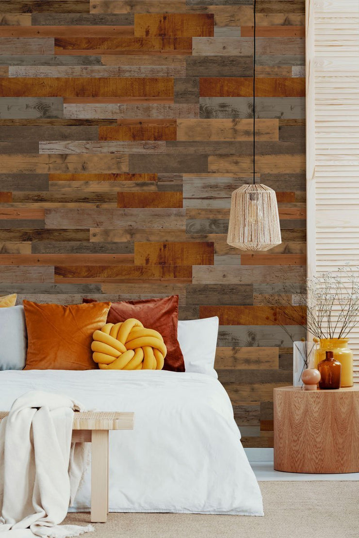 Cherry Dark Reclaimed Wood Removable Wallpaper-wallpaper-Eazywallz