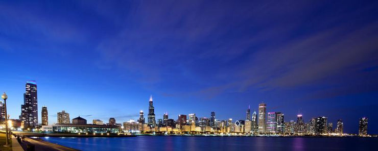 Chicago Skyline Panoramic at Night Wall Mural-Cityscapes,Panoramic-Eazywallz