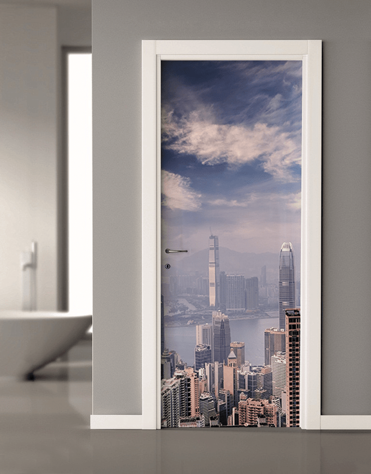 City View Door Mural-Cityscapes-Eazywallz