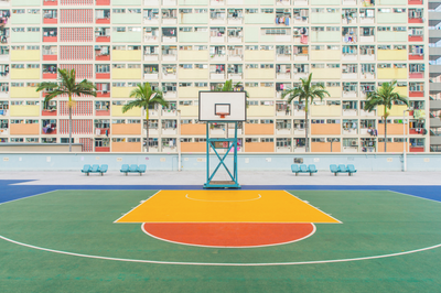 Colourful Basketball Court Wall Mural-Urban-Eazywallz