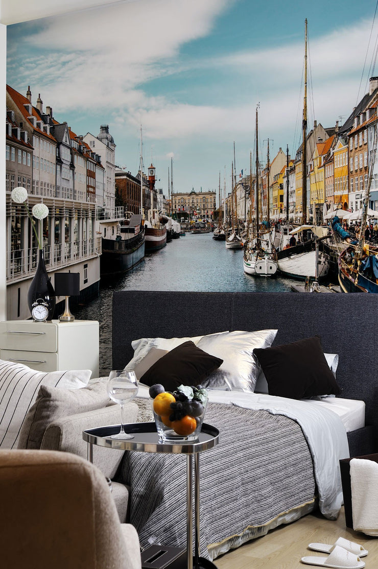 Colourful Canal in Copenhagen Wall Mural-Transportation-Eazywallz