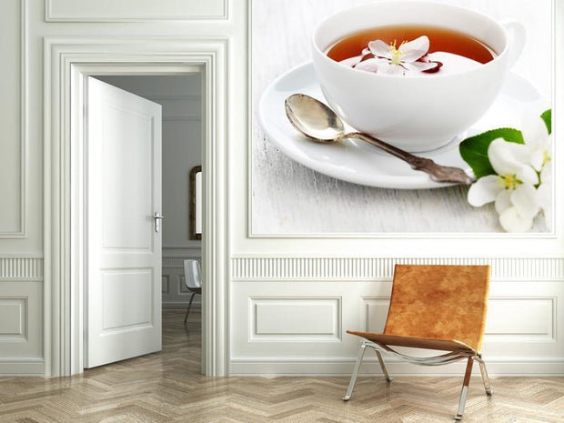 Cup of tea with a flower Wall Mural-Food & Drink,Zen,Featured Category of the Month-Eazywallz