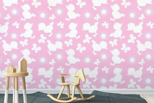 Little Pink Duckies Wallpaper Mural